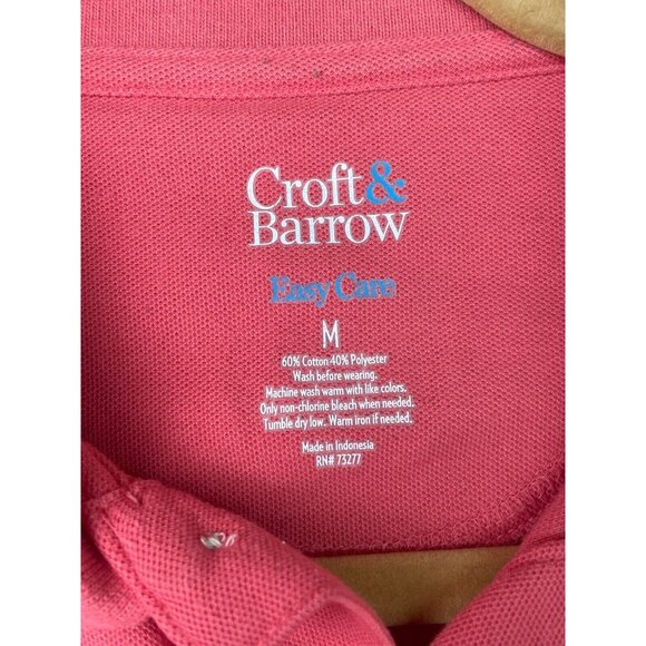 Croft & Barrow Men's Peach Short Sleeve Collared Polo Shirt Medium USED - Picture 2 of 5